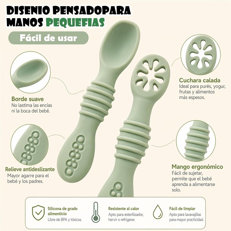 10PCS Juego Cucharas Masticables de Silicona,cucharas masticables de silicona arcoíris,con