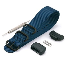 Vario Compatible with Casio G-Shock Military Dive Ballistic Nylon Navy Blue Premium Replacement Watch Band with Adapters and Spring Bars with Tool