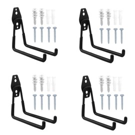 CHRI Pack of 4 Wall Hooks Garage Heavy Duty Garage Hooks Wall Hooks Small (68 mm) / Medium (130 mm) / Large (188 mm) Robust Storage Hooks Device Hooks for Organising Garages and Garden Tools (Medium)