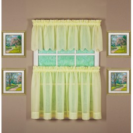 Today's Curtain Emelia Original Voile Tier Pair 30", Yellow, 60" W x 30" L