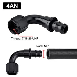 EVIL ENERGY 4AN 90 Degree Push Lock Hose Fitting End Black 2PCS