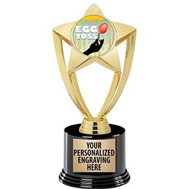 Crown Awards Egg Toss Trophy, 8" Gold Star Egg Toss Trophies with Deluxe Round Base 20 Pack Prime