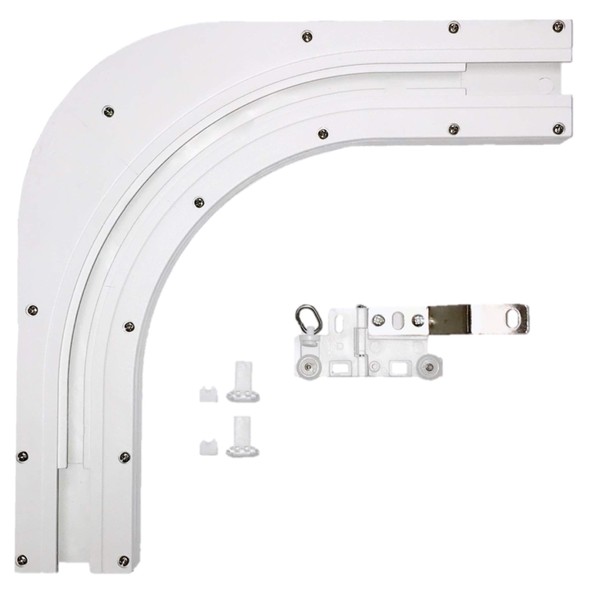 ABALON Angle 90º White with Articulated Master Carrier Electric Curtain Rail (90º)