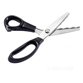 Tijeras de zigzag, tijeras de costura de acero inoxidable, hojas serradas y festoneadas, herramienta profesional de corte para costura y manualidades, agarre cómodo para telas, mango suave de 18 mm
