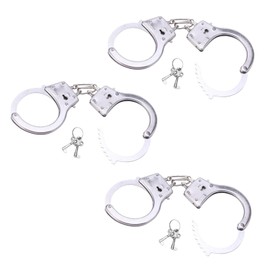 GUTERTOP Pack of 3 Handcuffs Children's Police Real Steel Professional Toy Handcuffs Made of Metal with 6 Keys for Robbers and Gendarm Games