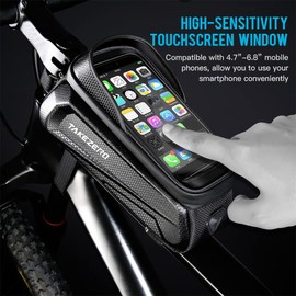 Bolsas de Bicicleta de Celular Impermeables para Montaje de Teléfono Bolsa de Tubo Superior con Marco Frontal con Pantalla Táctil Funda de Soporte para Teléfono Compatible con Celular de 4.7 "-6.8"