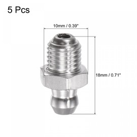uxcell 304 Stainless Steel Straight Grease Fitting M8 x 1mm Thread Hydraulic Grease Fitting Accessories, 5Pcs