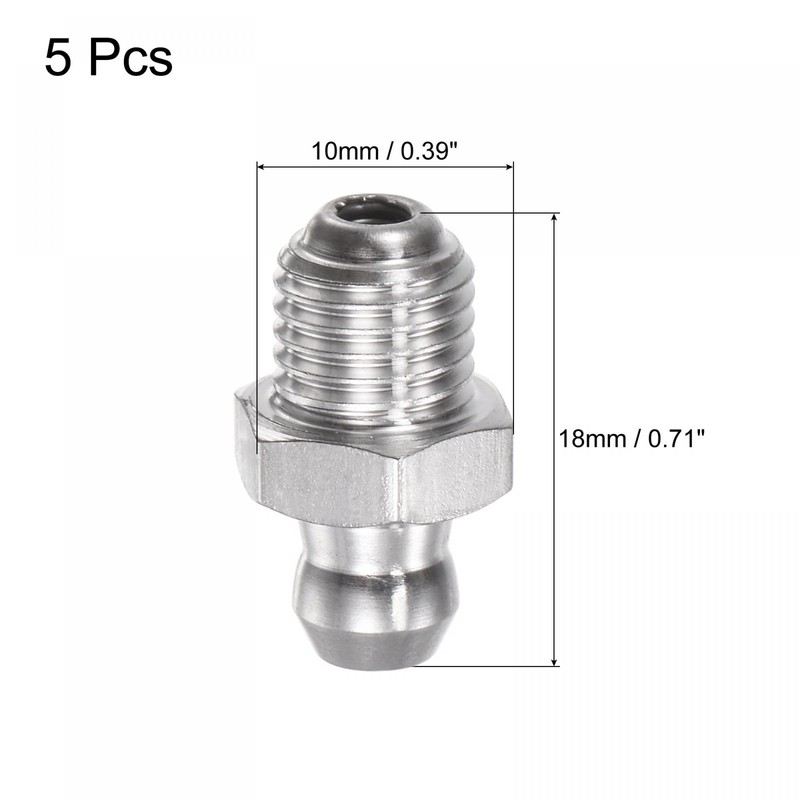 uxcell 304 Stainless Steel Straight Grease Fitting M8 x 1mm