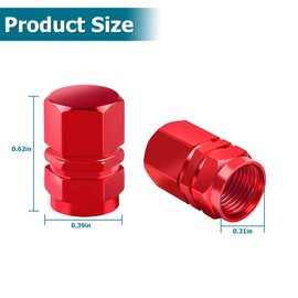 Car Tire Valve Stem Cap, 12 Pcs Wheel Valve Covers, Leak-Proof Air Caps Cover, Airtight Aluminum Alloy Hexagon Shape Tyre Accessory, Universal for Auto, Truck, SUV, Motorcycle, Bike (Red)