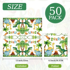 50 servilletas de dinosaurio de 13 x 13 pulgadas, servilletas de papel de cumpleaños de dinosaurio, diseño de dinosaurio, servilletas de cóctel desechables para decoración de fiestas de cumpleaños