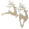 Kurt Adler W20259 Champagne/Gold Diamond Reindeer Ornament Pair