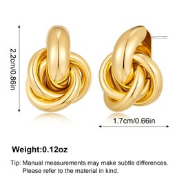 Earrings Gold, Knot Drop Earrings, Vintage Twisted Knitted Earrings, Dangle Earrings Women, Gold Earrings Hypoallergenic, Gift for Women, Girlfriend, Mum, Girls, Zinc, No Gemstone