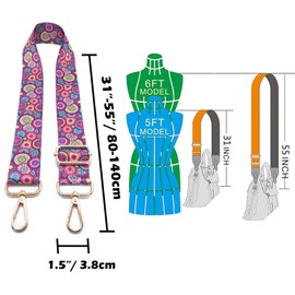 Bag Strap Wide Bags Handbag Strap Bag Straps for Changing Bag Women's Colourful Adjustable Bag Strap Accessories Shoulder Strap Shoulder Strap Width 60 cm