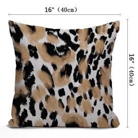 Nphuriy Throw Pillow Case Animal Leopard Print Cotton Linen Square Cushion Cover Standard Pillowcase for Men Women Kids Home Decorative Sofa Armchair Bedroom Livingroom 16 x 16 inch