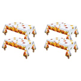 4X Thanksgiving Autumn Leaf Tablecloth Autumn Maple Leaf Tablecloth Waterproof Rectangular Plastic Tablecloth