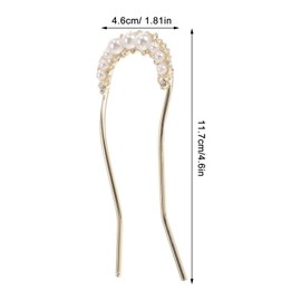 NOLITOY French Hair Forks,Pearl Hair Pins U Shape Pearl Bobby Pins for Hair Gold Pearl Hairpins Hair Accessories Barrette for Bride Bridesmaid Women Girls 11.5cm