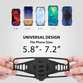 【Bone】 Soporte para teléfono de Bicicleta, Soporte Universal para teléfono de Bicicleta para el vástago, Soporte Ligero para teléfono de Bicicleta, teléfonos de 5.8" a 7.2" (Bike Tie Pro 3 Negro)