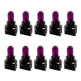 Lyxheth 10PCS Car T5 Halogen Instrument Light, Dash Bulbs, 12V 1.2W Single-filament Air Conditioning Indicator Light Brake Light, Plug and Play Stable Performance Brake Light for Most Cars (Purple)