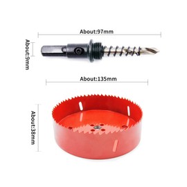 Hole Saw Drill Bit LAIWEI HSS Hole Cutter with Arbor for Wood,PVC Board and Plasterboard(5-5/16"(135mm Hole Saw))