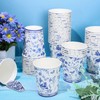 FYSUIMU 50 Pcs Blue White Floral Paper Cups Chinoiserie Flower
