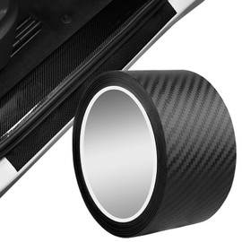 Jinsion Car Sill Protectors Strips, 5 cm x 3 m Carbon Fibre Wrap, Black Car Door Sill Protector, Protection Stickers, Carbon Fibre Tape for Door Guard/Front and Rear Bumper/Door Sill Protector