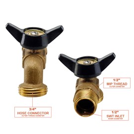 Everflow Supplies 46121-NL Quarter Turn Hose Bib w/1/2" Mip And A 1/2" Solder Cup Connect