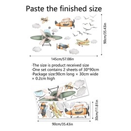 HJKlove Airplane Wall Decal for Boys/Peel and Stick Boys Bedroom Wall Sticker/Can be Suitable for Kindergarten Nursery Boys Girls Bedroom Wall Decoration, 2024119-4