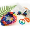 Bombline 4 Pieces Hippie Costume Set,Tie Dye Button Up Shirt