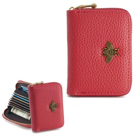 QIUTIMIY Card Holder Credit Card Holder Slim Wallet Mini Wallet, red, Fastened