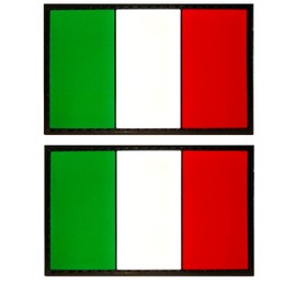 Italy Flag Patch Italy PVC Rubber Hook & Loop Fastener Patch for Hats, Tactical Bags, Jackets, Clothes Patch Team Military Patch（ 2 Pack）