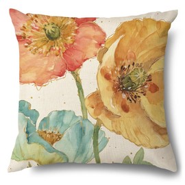 BCKAKQA Throw Pillow Covers 18x18 inches Set of 4 Colorful Flower Cushion Covers 45cm x 45cm Soft Polyester Square Cushion Cases Decorative Throw Pillow Cases for Living Room Bedroom Sofa Couch Bed