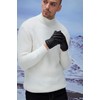 YISEVEN Men's Lambskin Quilted Leather Gloves Fleece Fur Lined Touchscreen