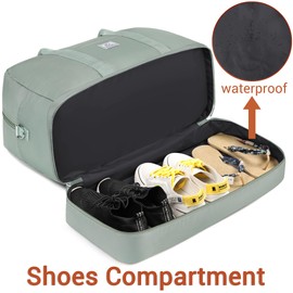 Weekender Bags for Women, Large Overnight Bag Canvas Travel Duffel Bag Carry On Tote with Shoe Compartment 21" 3Pcs Set