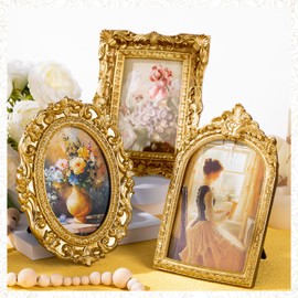 6 Pcs Vintage Resin Antique Picture Frame Baroque Gold,Novel