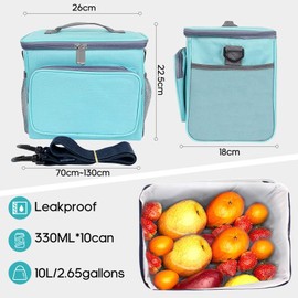 BOCHION Lunch Bag, 10L Large Cool Bag Adults with Adjustable Shoulder Strap, Waterproof Thermal Lunch Box Tote for Work/School/Picnic/Beach, Leakproof Cooler Bags for Women, Men, Kids (Green)