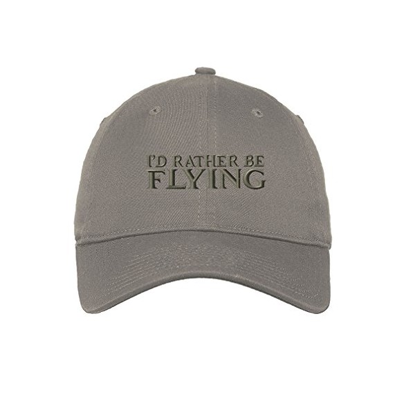 Speedy Pros I'd Rather Be Flying Twill Cotton 6 Panel Low Profile Hat Light Grey