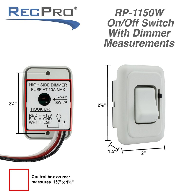 RecPro RV 12V DC Toggle Style Light Switch with High-Side