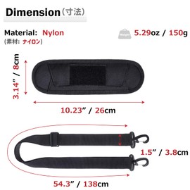 Azarxis Tactical Shoulder Strap with Thick Soft Pad Adjustable Crossbody Replacement Strap Detachable Luggage Deffle Bag Padded Belt (Khaki - 1.5" Width - 54" Length)