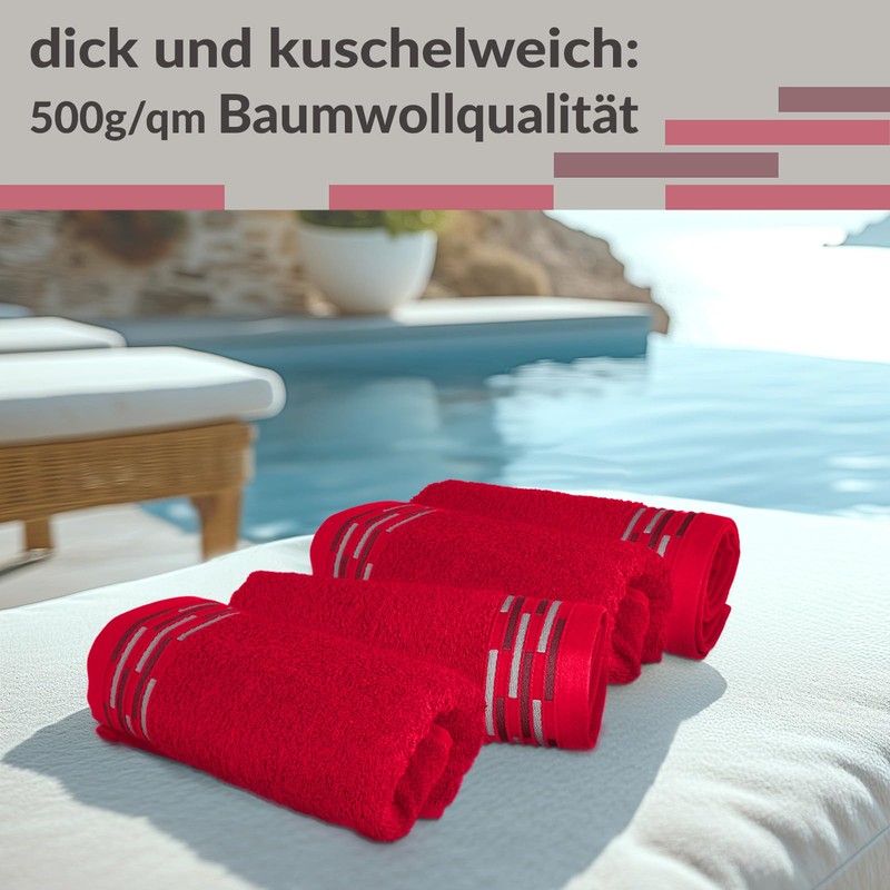 Lashuma Küchentücher Frottee Rot, Lugano 4er Set Kinderhandtücher 30x50 cm