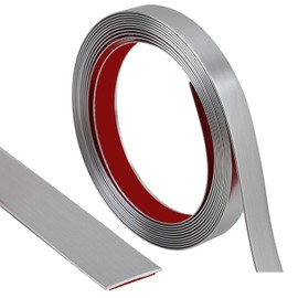Peel and Stick Finish Molding Trim, Flexible Decoration Strip for Wall Tile Edge, Mirror, Cabinet, Furniture and DIY Home Decoration (Brushed Silver, 16.4 ft x 0.4 in)
