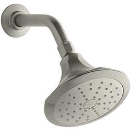 KOHLER 45409-BN Memoirs Classic Single Function Wall Mount Showerhead with Katalyst Air Induction Spray, 2.0 GPM, Vibrant Brushed Nickel
