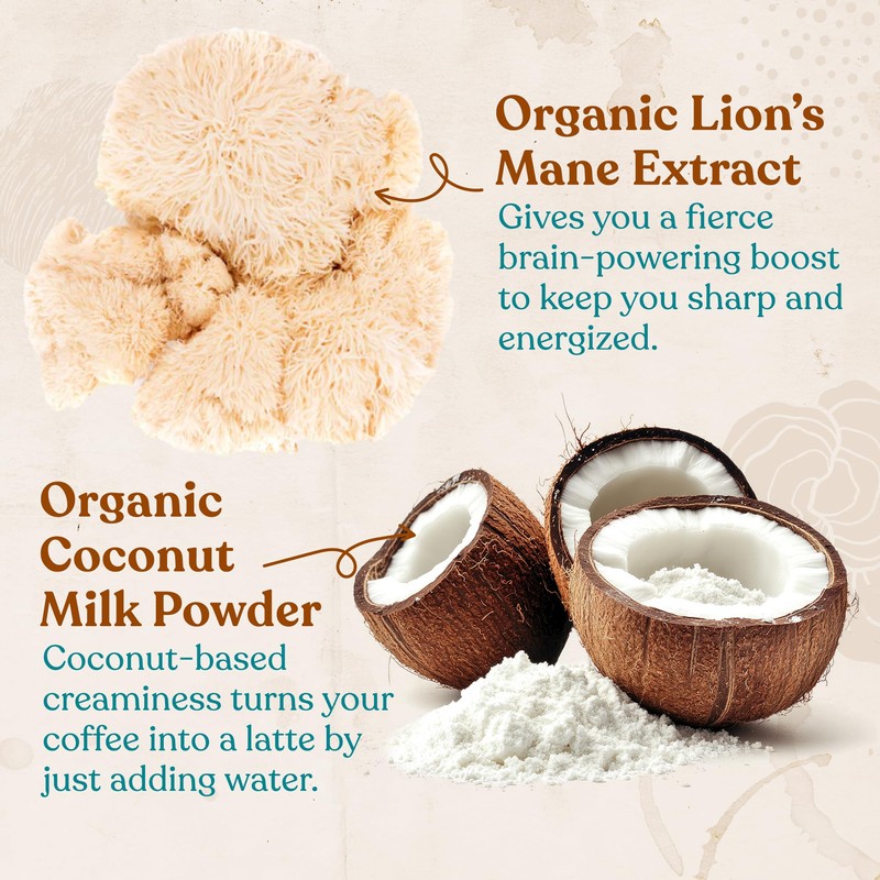 Four Sigmatic Vanilla Focus Mushroom Coffee Latte Plant-Based Organic Instant