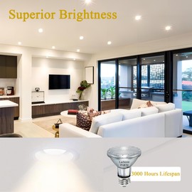 Lachesan PAR20 50W Halogen Flood Light Bulbs 12PCS, 120V, E26 Medium Base, 2700K Warm White Dimmable for Indoor Spotlight, Range Hood Recessed Light Bulbs