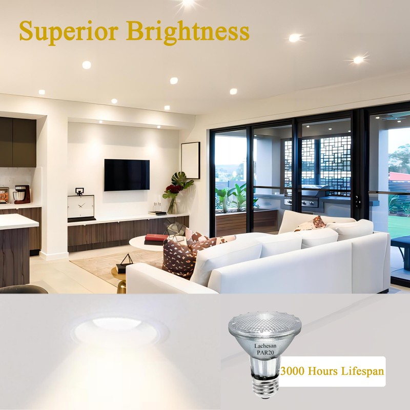 Lachesan PAR20 50W Halogen Flood Light Bulbs 12PCS, 120V, E26