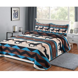 BestGiftEver Southwest Western Quilt Bedding Lodge Cabin Horse Farm Bedspread Coverlet - Queen (90x90 inches)