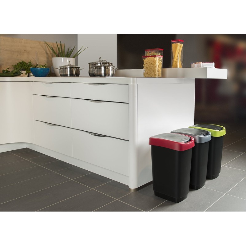 CURVER Flip Bin 10 L Silver/Green 18.9 x 23.5 x