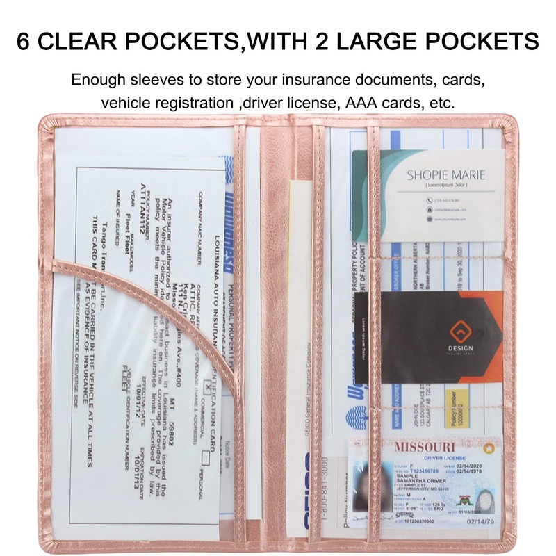 LumiMokki Premium Leather Car Registration & Insurance Card Holder with
