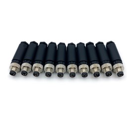10 Pcs M8 4 Pin Male Connector, IP67 Waterproof Industrial Circular Connector Field Assembly Wireable Adapter Unshielded Straight Type Sensor for Electric Bicycles 60V 4A AC/DC