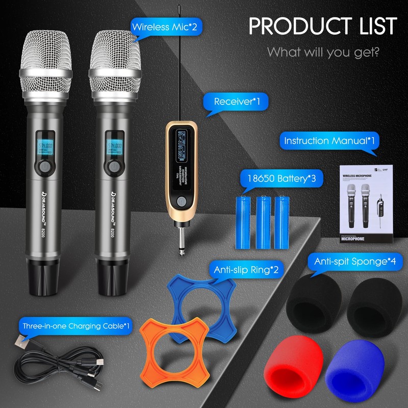 Dejasound Wireless Professional Microphones - High Fidelity Sound Handheld Dynamic