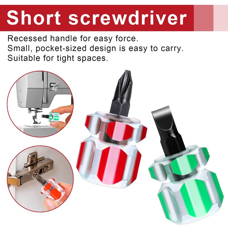 Mabor 4Pcs Stubby Screwdriver Mini Short Sewing Machine Screwdriver with
